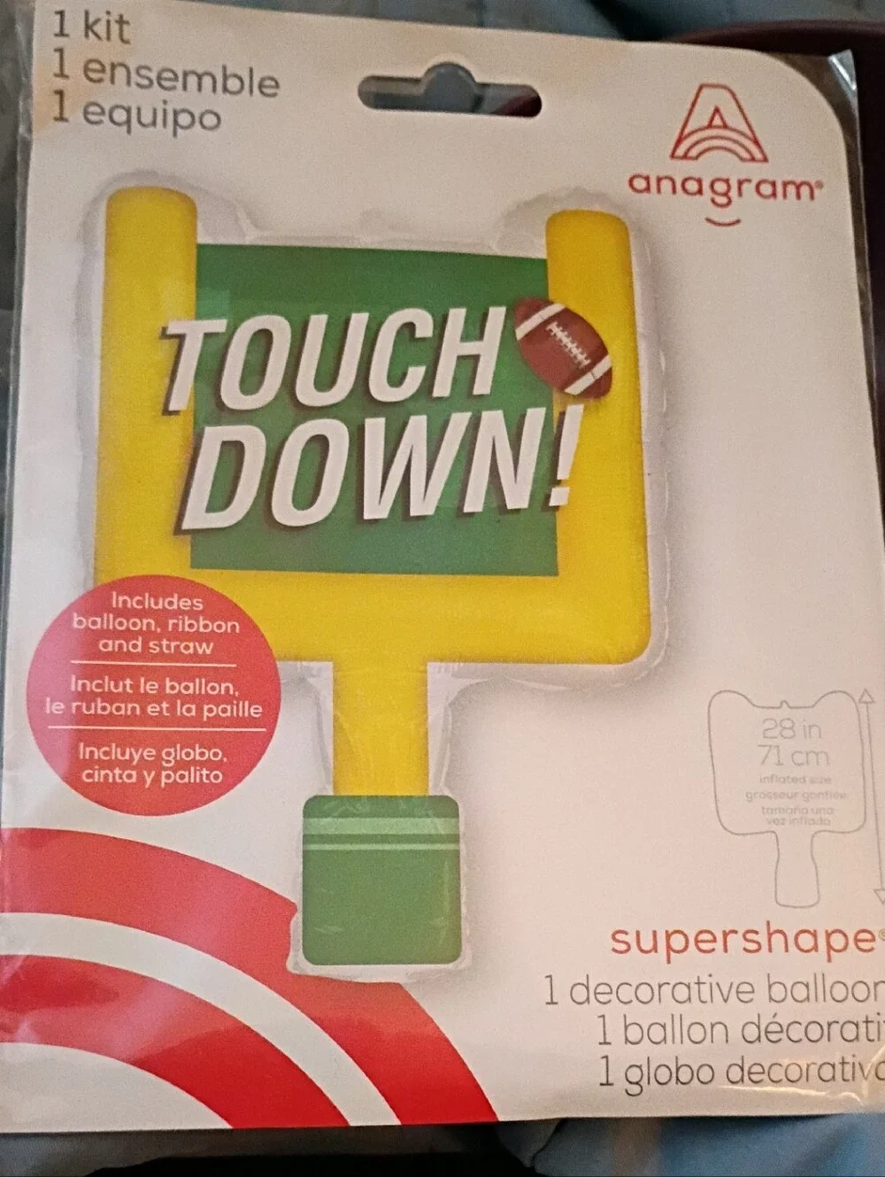 Anagram Touchdown Goalpost Supershape Balloon - Yellow & Green